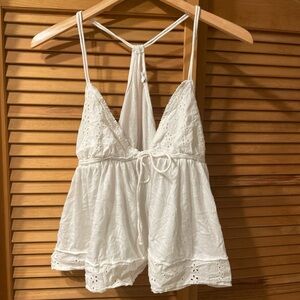 Kimchi Blue White Eyelet Tie-Front Spaghetti Strap Tank
